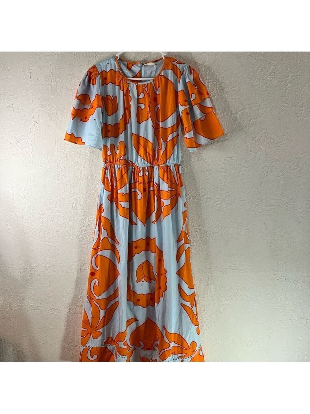 Maude Vivante Amelia Floral Swirl Maxi Dress in Pale Blue